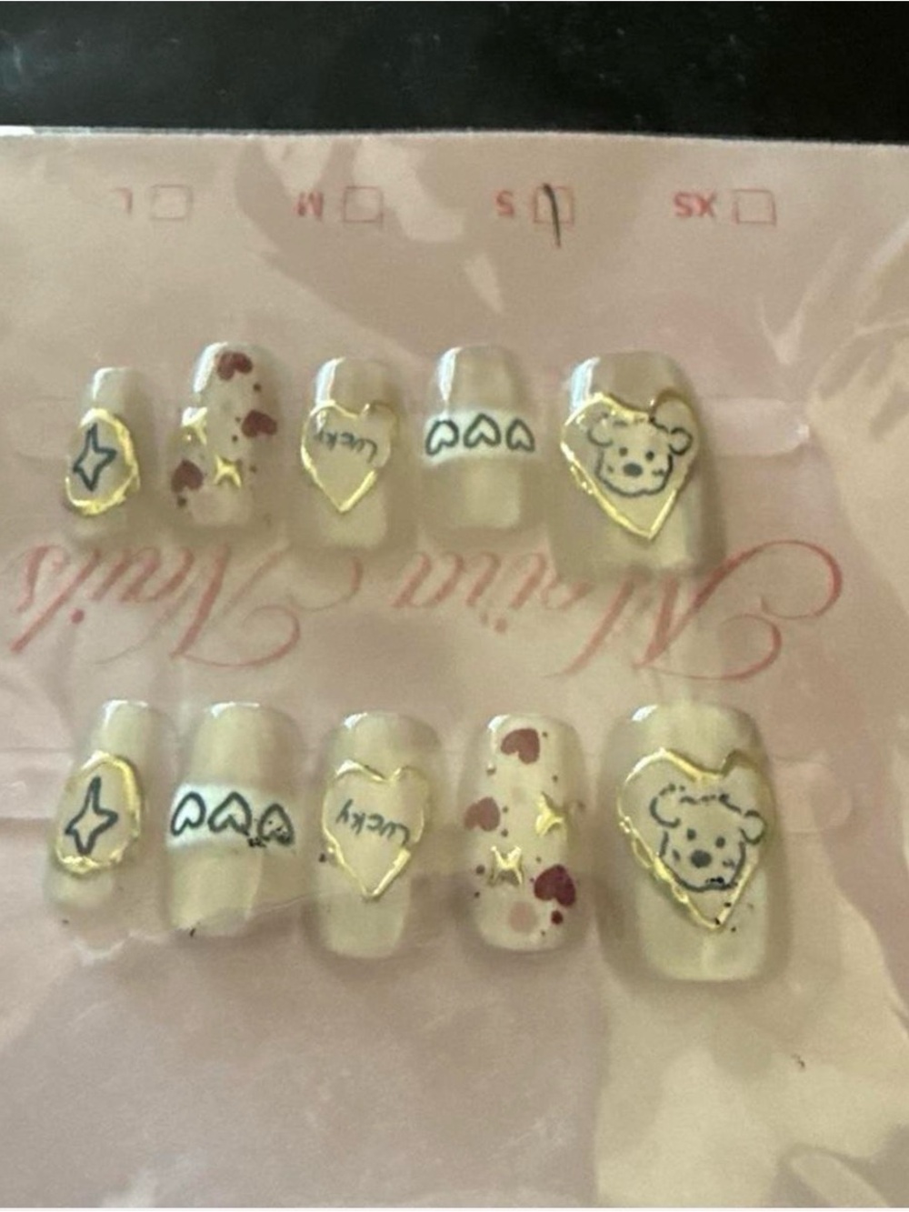 Cute Beige & Gold Small Pet Nail Art Set